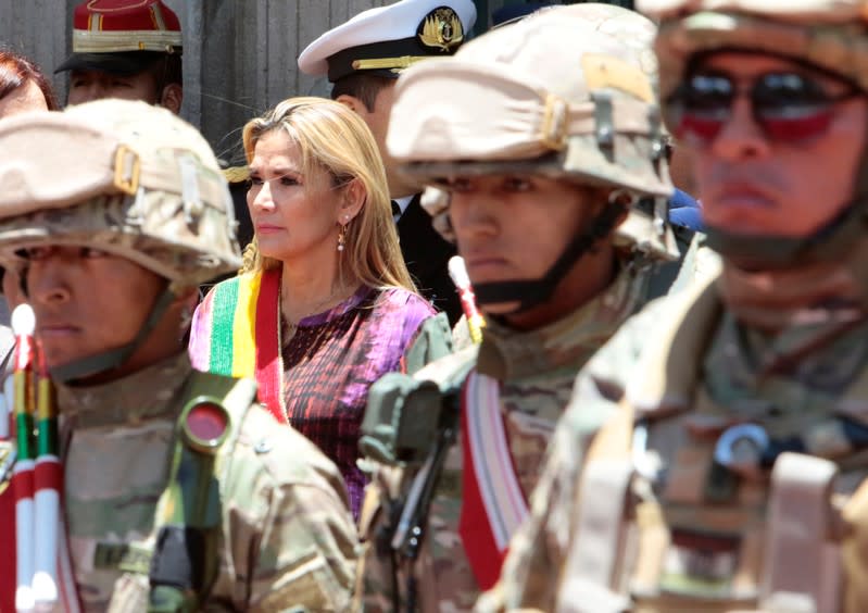 Bolivia's interim president Jeanine Anez attends a ceremony in La Paz