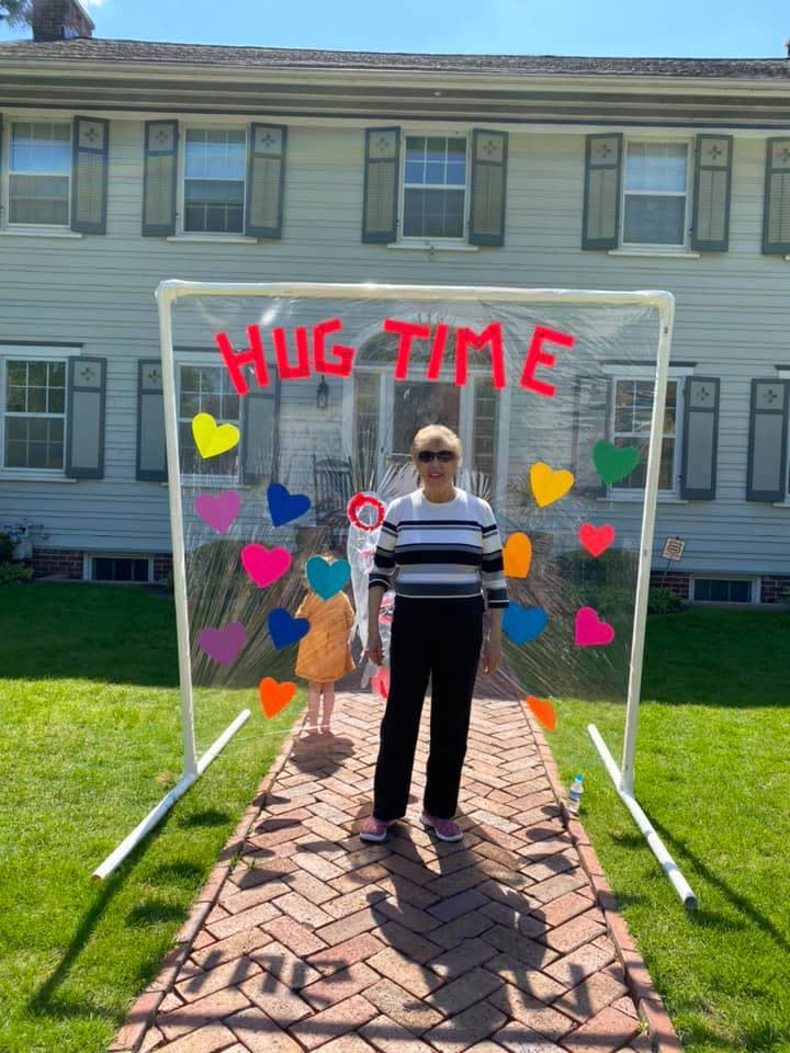 Carly Marinaro (not pictured) built a "Hug Time" structure so her grandmother Rose Gagnon could hug her great-grandchildren. (Photo: Facebook/Carly Marinaro)