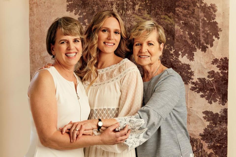 Lauren Liess (center) at home in Virginia with her mother, Donna (left), and grandmother Patricia (right)