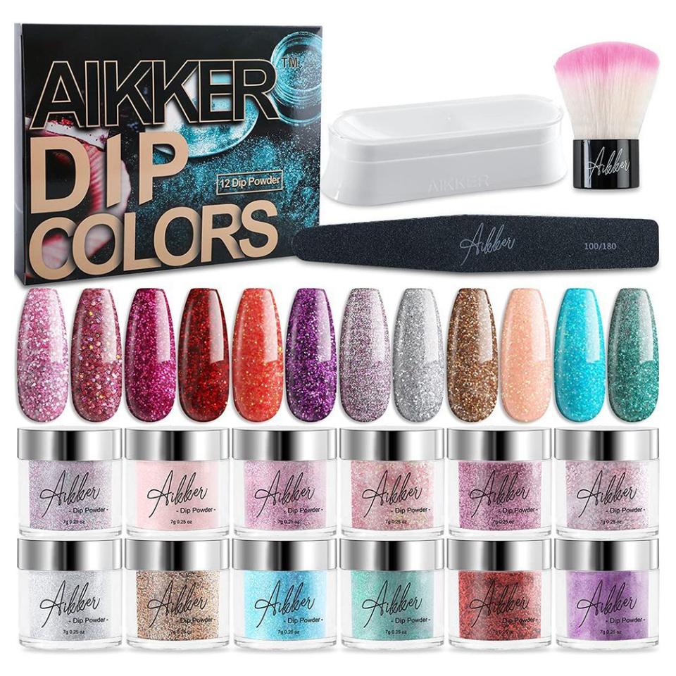 4) Glitter Color Dip-Powder Nail Kit