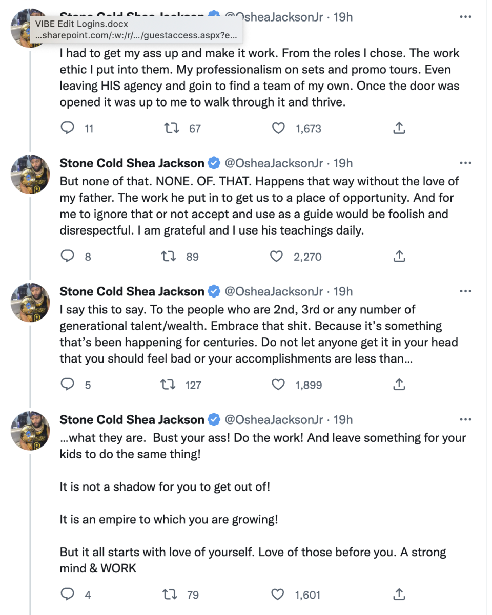 O'Shea Jackson Jr. nepotism tweets