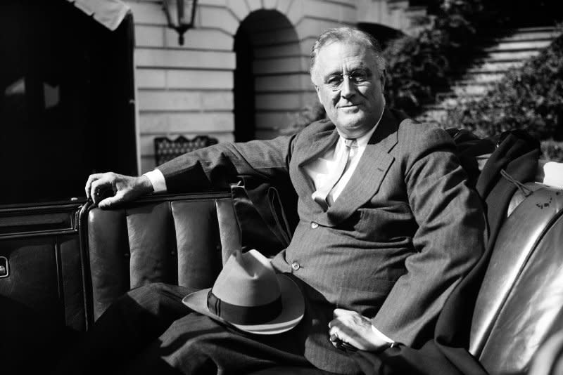 On February 15, 1933, U.S. President-elect Franklin Roosevelt, pictured in 1936, narrowly escaped assassination in Miami when several shots were fired at him, fatally wounding Chicago Mayor Anton Cermak. File Photo by Library of Congress/UPI