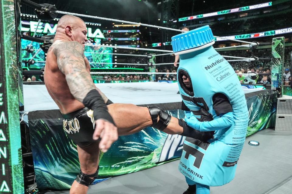 Randy Orton in action against Darren Jason Watkins Jr aka IShowSpeed during Night Two of WrestleMania 40 at Lincoln Financial Field on April 7, 2024 in Philadelphia, Pennsylvania.
