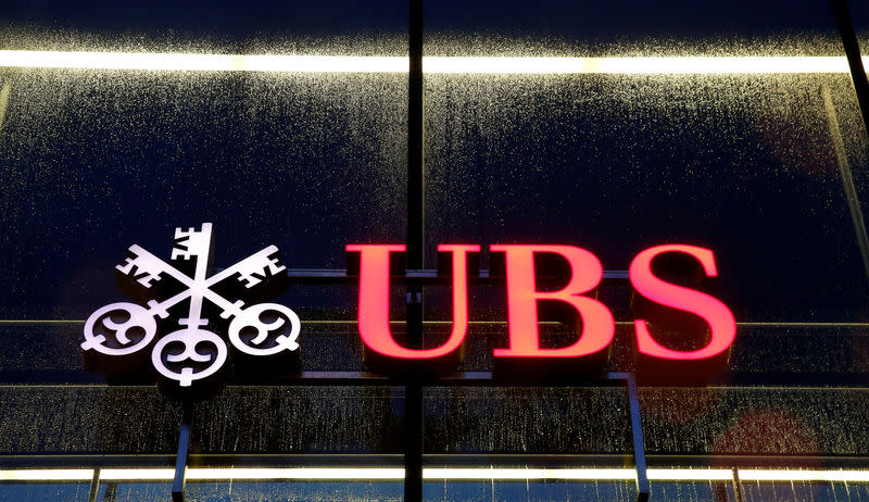 FILE PHOTO - The logo of Swiss bank UBS is seen in Zurich, Switzerland November 10, 2016. REUTERS/Arnd Wiegmann/File Photo