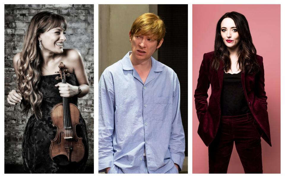 From left: violinist Nicola Benedetti, Domhnall Gleeson in Medicine, comedian Fern Brady - Matt Crockett/Andy Gotts/Jess Shurte