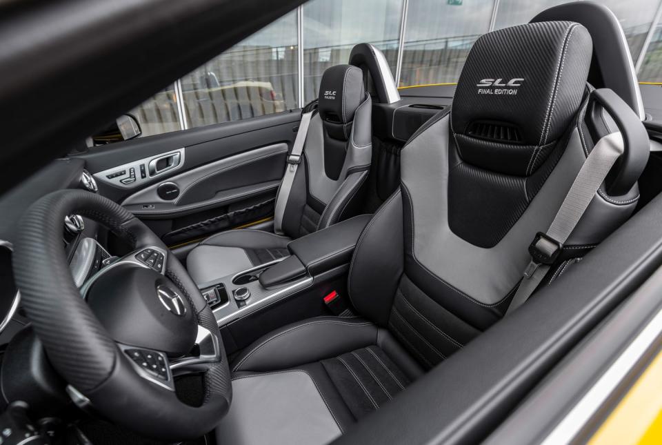 <p>In case you forgot, the SLC-class currently offers an SLC300 model with a turbocharged 2.0-liter inline-four and an AMG SLC43 version with a twin-turbocharged 3.0-liter V-6.</p>