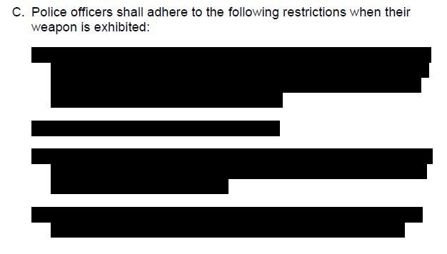 An example of how documents may be legally censored by Police Departments in records requests.