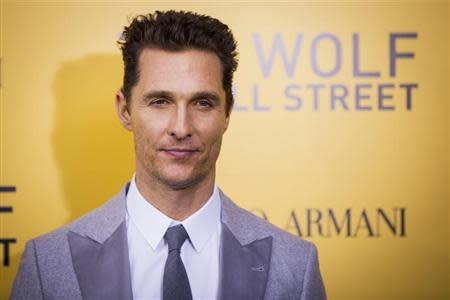 Cast member Matthew McConaughey arrives for the premiere of the film adaptation of "The Wolf of Wall Street" in New York December 17, 2013. REUTERS/Lucas Jackson