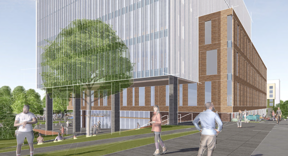 Longfellow Real Estate Partners’ renderings for up to 380,000 square feet of research lab, office, and retail in the 300 block of West Franklin Street in Chapel Hill.