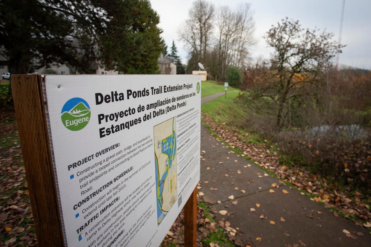 The city of Eugene is working on a trail extension project at Delta Ponds.