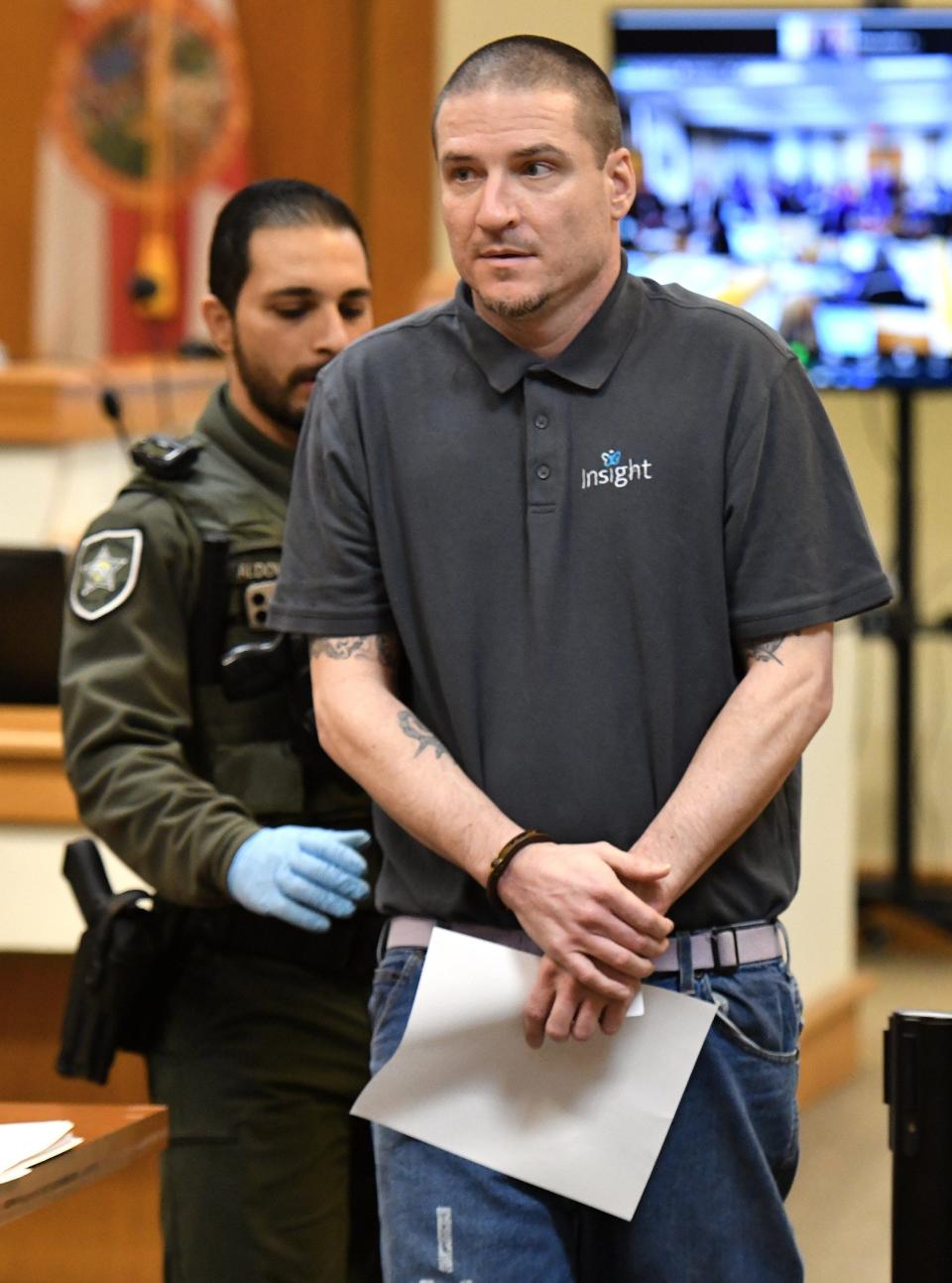 Ronald Cummings leaves a Putnam County courtroom after Thursday's pretrial hearing facing charges stemming from a Christmas Day 2022 arrest not long after his release from prison on other charges.