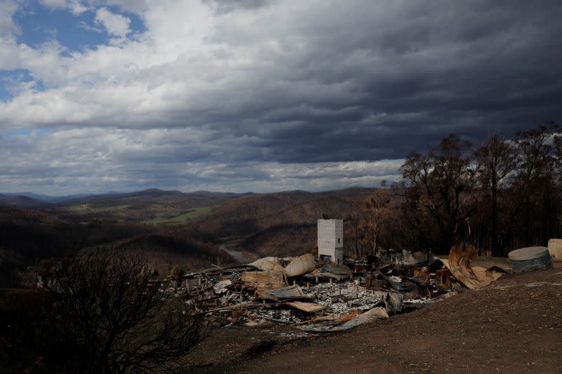 The home of Donald and Bron Graham which was destroyed by a bushfire is seen in Buchan, Victoria, Australia