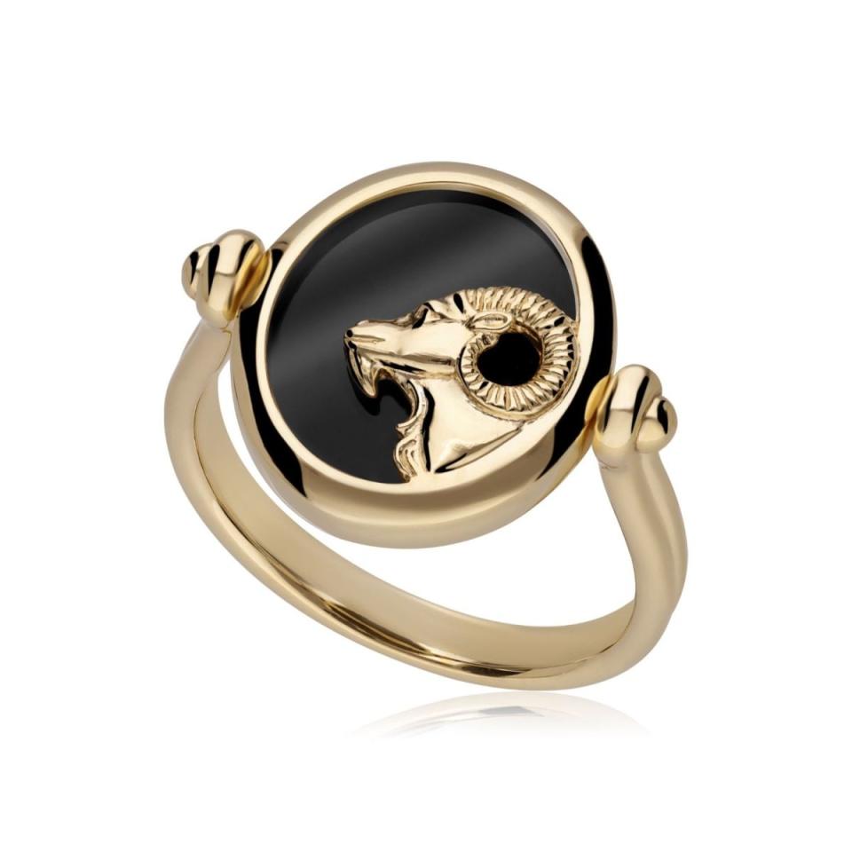 31) Zodiac Aries Flip Ring In Gold Plated Silver