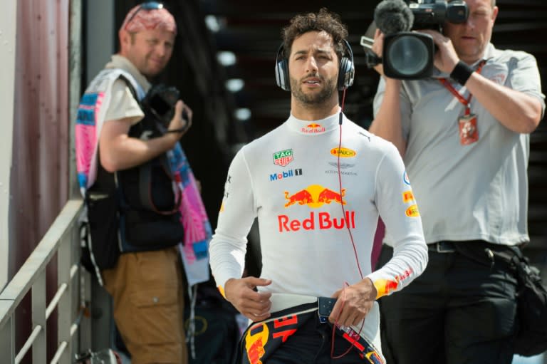 Red Bull's Australian driver Daniel Ricciardo arrives for the third practice session at the Monaco street circuit, on May 27, 2017 in Monaco