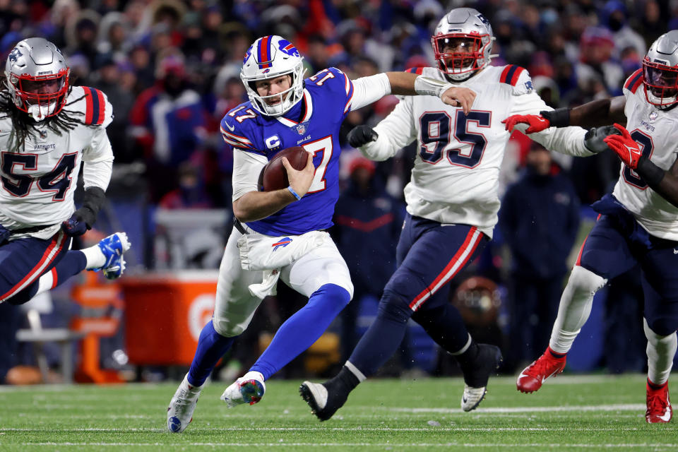 Josh Allen is hoping to lead the Bills to a win over the Patriots in a big rematch. (Photo by Timothy T Ludwig/Getty Images)