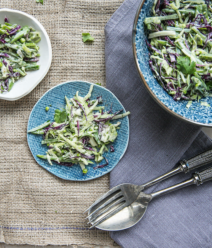 <strong>Get the <a href="http://www.whatscookinggoodlooking.com/whats-cooking-good-looking/2013/6/6/sugar-snap-pea-cilantro-slaw.html" target="_blank">Sugar Snap Pea And Cilantro Slaw recipe </a>from What's Cooking Good Looking</strong>