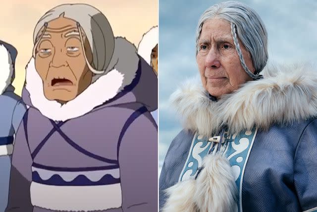 <p>Nickelodeon; Robert Falconer/Netflix</p> Casey Camp-Horinek as Gran Gran in 'Avatar: The Last Airbender'