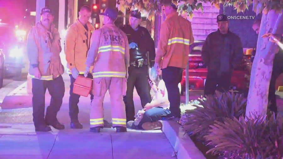 More than half-a-dozen people were struck by gunfire outside a night club in Long Beach on Saturday night, authorities said. (OnSceneTV)