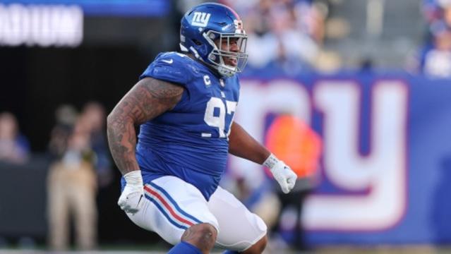 New York Giants defensive tackle Dexter Lawrence (97) during an NFL  preseason football game against the