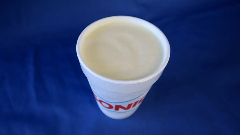 top view creamy yellow Sonic ice cream drink