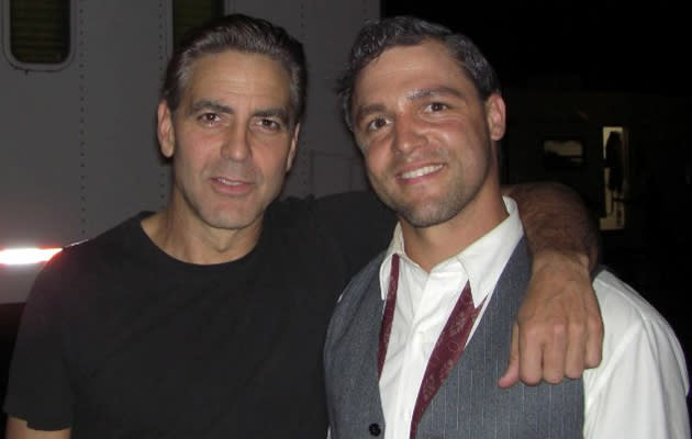 <b>Movie star stunt doubles</b><br><br> <b>Silver foxes…</b> Anthony Molinari is one of Hollywood’s top stuntmen and has doubled for the likes of Mark Ruffalo (who he looks a lot like) and Jeremy Renner. Here he is with <b>George Clooney</b> on the set of ‘Leatherheads’. (Credit: IMDB) <br><br><b>[Related gallery: <a href="http://uk.movies.yahoo.com/photos/best-movie-star-lookalikes-slideshow/" data-ylk="slk:Best movie star lookalikes;elm:context_link;itc:0;sec:content-canvas;outcm:mb_qualified_link;_E:mb_qualified_link;ct:story;" class="link  yahoo-link">Best movie star lookalikes</a>]</b>