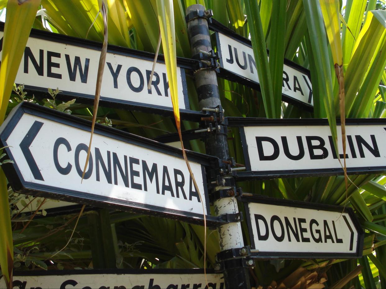 Going places? Signpost at the Irish Village in Dubai (Simon Calder)