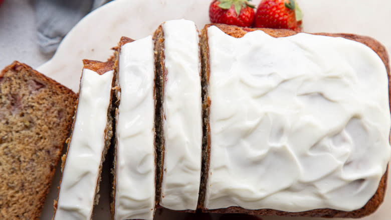 quick bread with white frosting