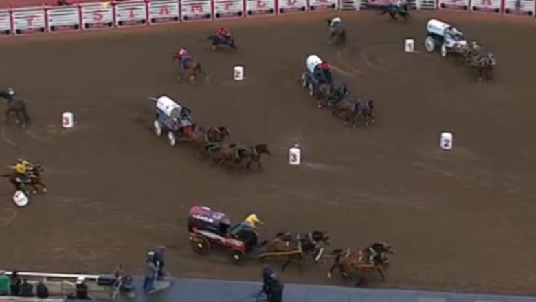 Injured Stampede chuckwagon driver says 'it's part of the job', vowing to saddle up in 3 to 6 weeks