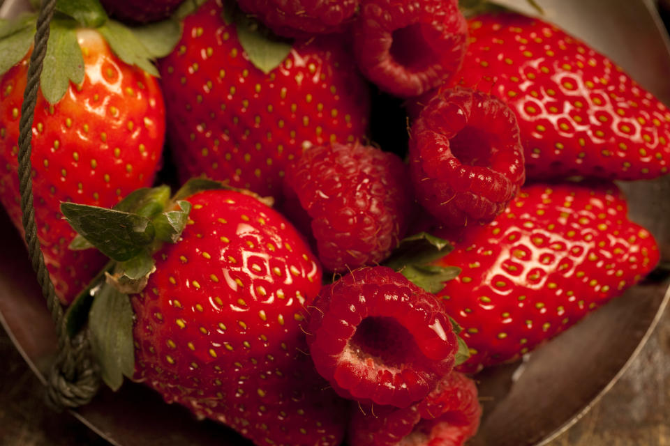 strawberries and raspberries