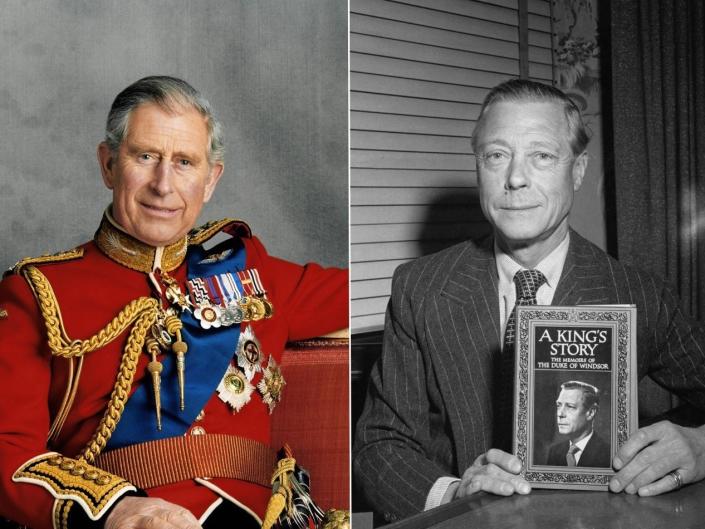 King Charles III (left) and Edward VIII (right).
