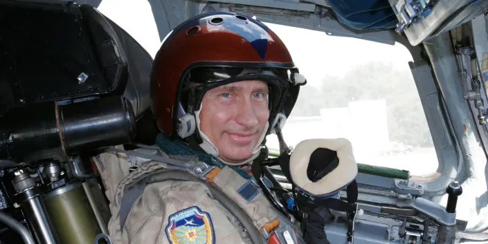 Vladimir Putin in the cockpit of a plane