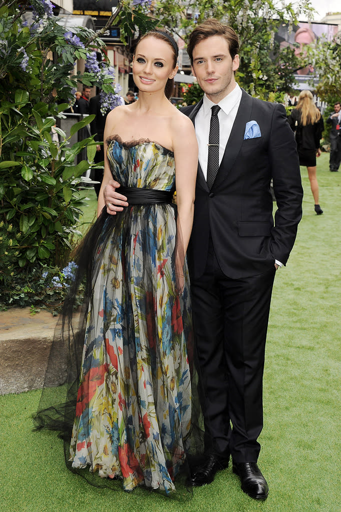 Laura Haddock and Sam Clafin attend the London premiere of "Snow White and the Huntsman" on May 14, 2012.