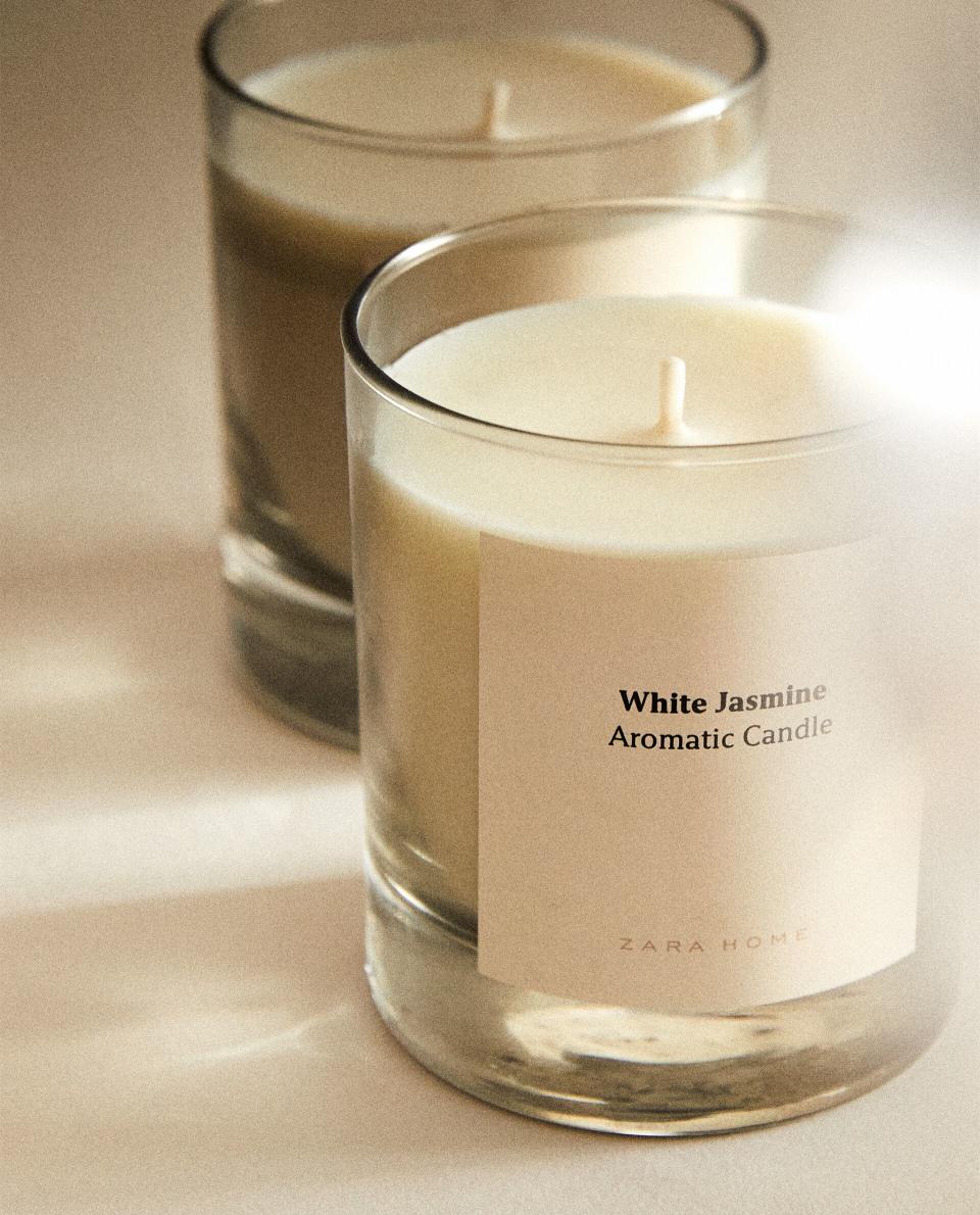 <p><a href="https://www.zarahome.com/us/200-g-white-jasmine-scented-candle-l45436705?categoryId=0&colorId=250&srch=true" rel="nofollow noopener" target="_blank" data-ylk="slk:Shop Now;elm:context_link;itc:0;sec:content-canvas" class="link ">Shop Now</a></p><p>White Jasmine Candle</p><p>$25.90</p><p>zarahome.com</p><span class="copyright">Zara Home</span>