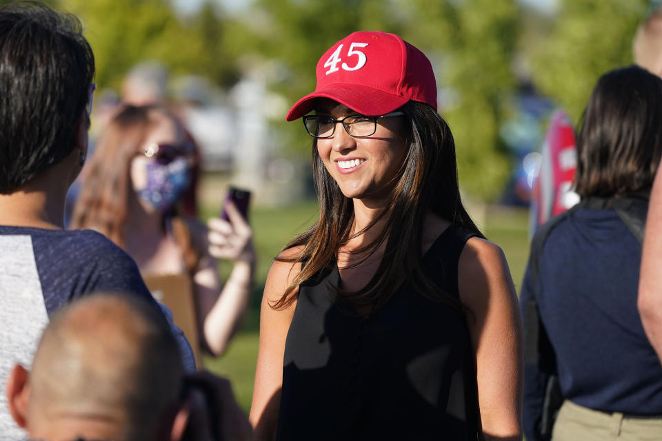 Rep. Lauren Boebert, shown here at a Pueblo County campaign event last fall, lost the county by just 204 votes.