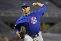 FILE - In this Thursday, Sept. 26, 2019 file photo, Chicago Cubs starting pitcher Jose Quintana delivers during the first inning of the team's baseball game against the Pittsburgh Pirates in Pittsburgh. Chicago Cubs left-hander José Quintana had surgery to repair nerve damage in his pitching thumb Thursday, July 2, 2020 after he cut himself washing dishes and is out indefinitely. (AP Photo/Gene J. Puskar, File)