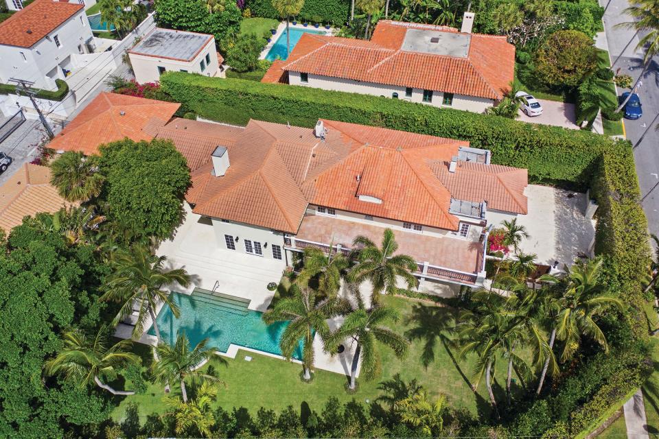 A house at 177 Clarke Ave. on the corner of South County Road in Palm Beach has sold for a recorded $14.75 million, or 152% more than it changed hands for in late 2020.