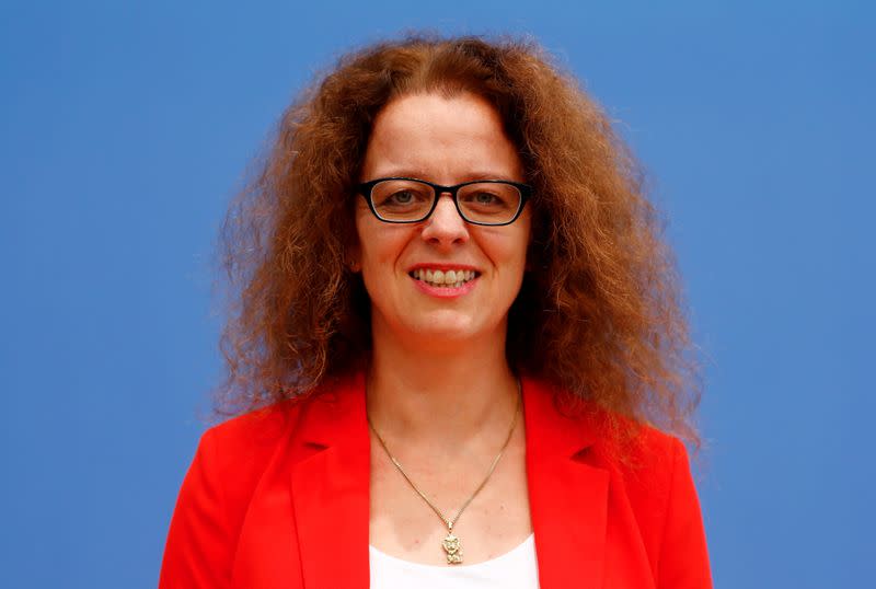 FILE PHOTO: Member of the German advisory board of economic experts Isabel Schnabel poses ahead of a news conference in Berlin