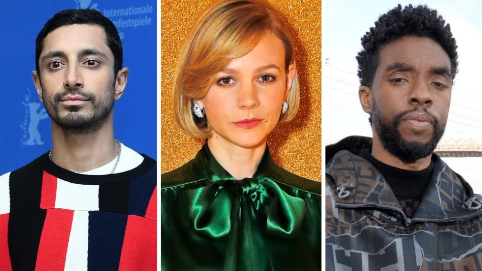 Riz Ahmed, Carey Mulligan and Chadwick Boseman