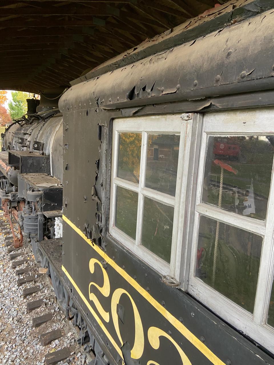 The renovation includes repairing chipped paint and rusting hardware that will restore engine 202 to look as it did when it was donated back in 1952.