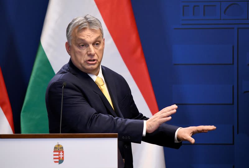 Hungarian Prime Minister Viktor Orban holds an international news conference in Budapest