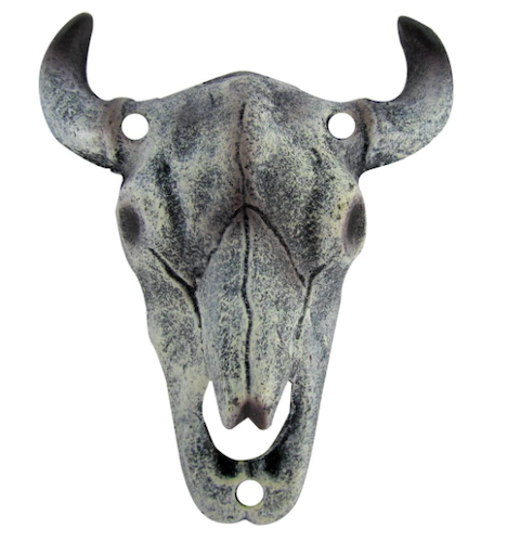 Re:p Cast Iron Longhorn Steer Skull Wall Mount Bottle Opener