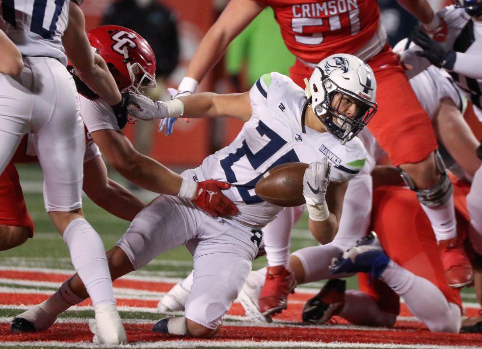 Ridgeline plays Crimson Cliffs in a 4A semifinal football game at Rice-Eccles Stadium in Salt Lake City on Friday, Nov. 10, 2023. Crimson Cliffs won 31-24. | Kristin Murphy, Deseret News