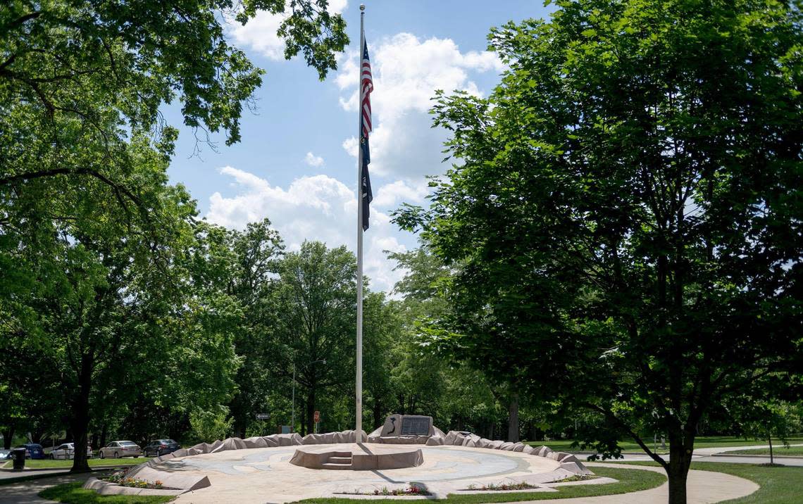 The Vietnam Memorial in Antioch Park in Merriam has a plaque with the names of 57 Johnson County men who gave their lives in Southeast Asia.