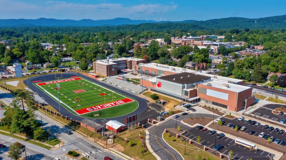 A drone photo taken Aug. 3 shows the Hendersonville High renovated campus.