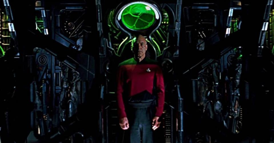 Picard (Patrick Stewart) recalls his Borg assimilation in Star Trek: First Contact.