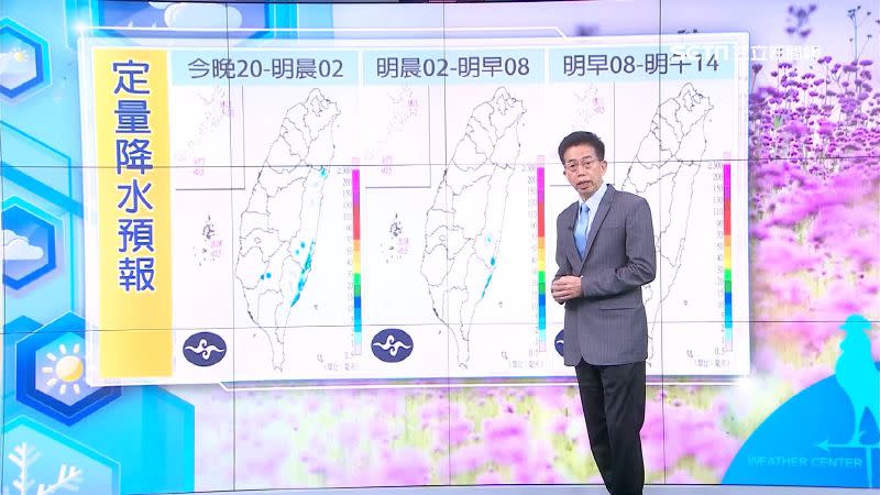  明日天氣和今日相當類似，上半天較為穩定，東半部有零星降雨。