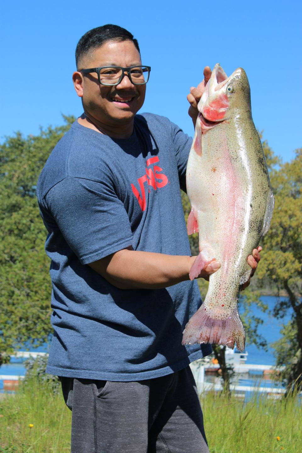 Daniel De Leon won first place in the adult division of the NorCal Trout Angler’s Challenge at Lake Amador on March 16 with this 11.64 lb. trout caught while trolling a Rapala.
