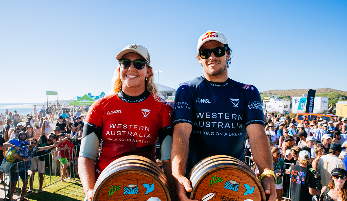 Gabriela Bryan and Jack Robinson have won the 2024 Western Australia Margaret River Pro. Photo: WSL