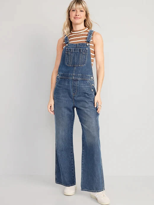 Baggy Wide-Leg Non-Stretch Jean Overalls. Image via Old Navy.