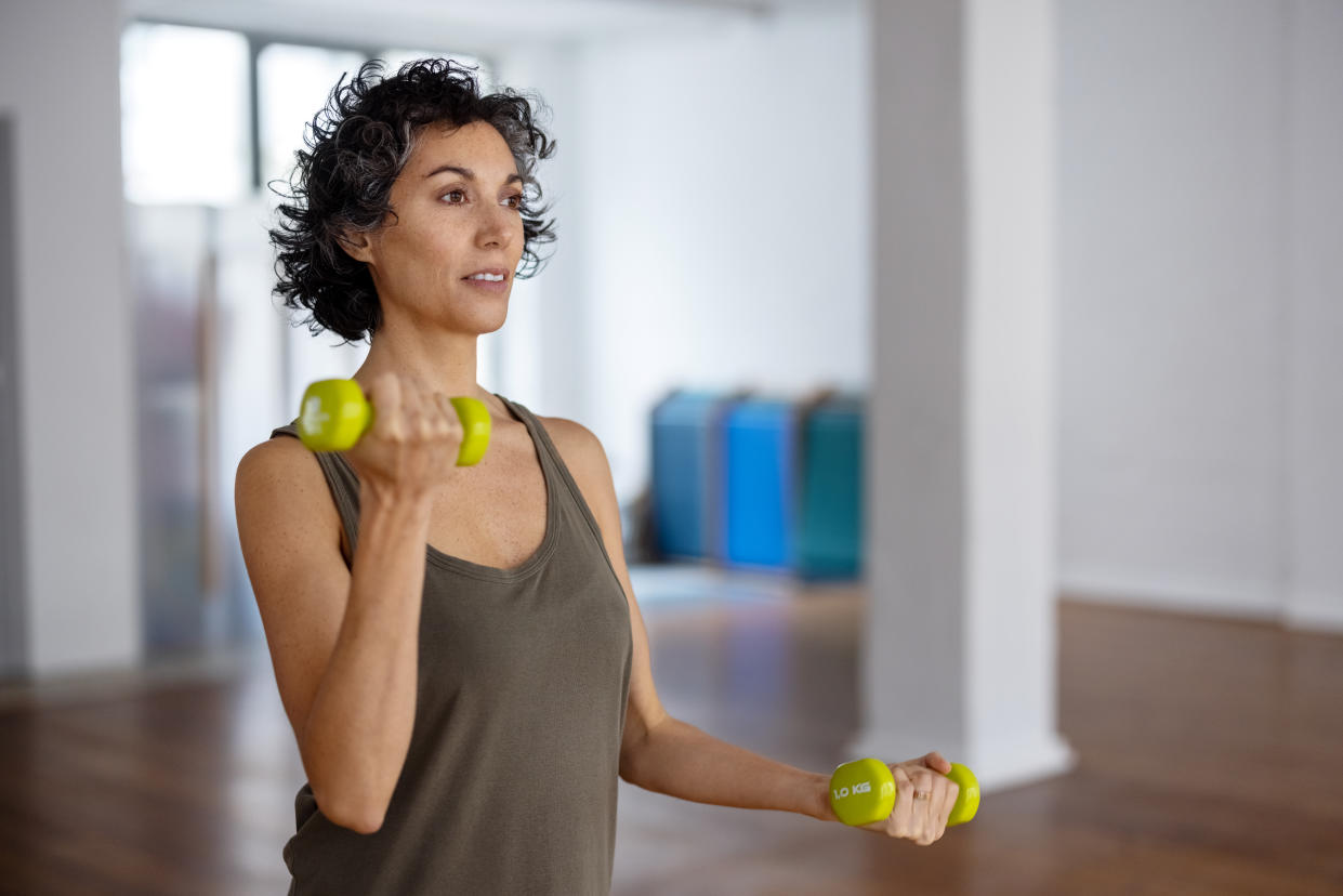 Experts suggest incorporating strength training into your fitness regime, particularly for women in menopause. (Getty Images)